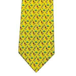 Bird Dog Bay Silk Tie Yellow Mallard Duck Mistletoe Novelty Christmas Hand Made